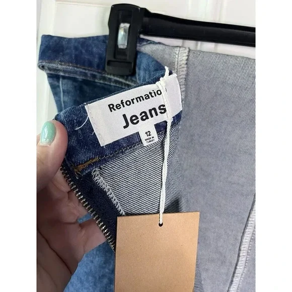 Reformation NWT Madilyn denim blue jean strapless mini dress Zip Up Size 12 - Picture 6 of 8